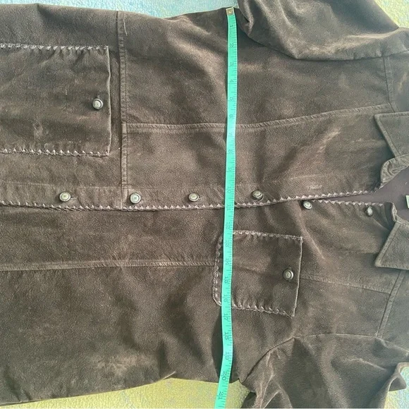 Vintage 90s Brown Button-Up Suede Jacket - Picture 9 of 11
